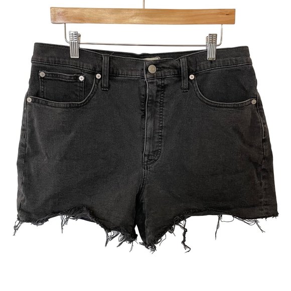 Madewell Womens 31 High Rise Denim Shorts Faded Black Cut Off Hem Style K6156 - Picture 1 of 13